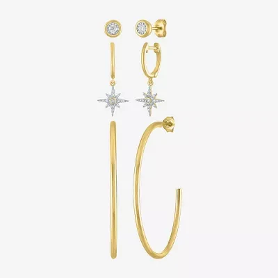 Diamond Addiction North Star (G-H / Si2-I1) Womens 1/7 CT. T.W. Lab Grown White Diamond 14K Gold Over Silver Sterling Silver Star Earring Set