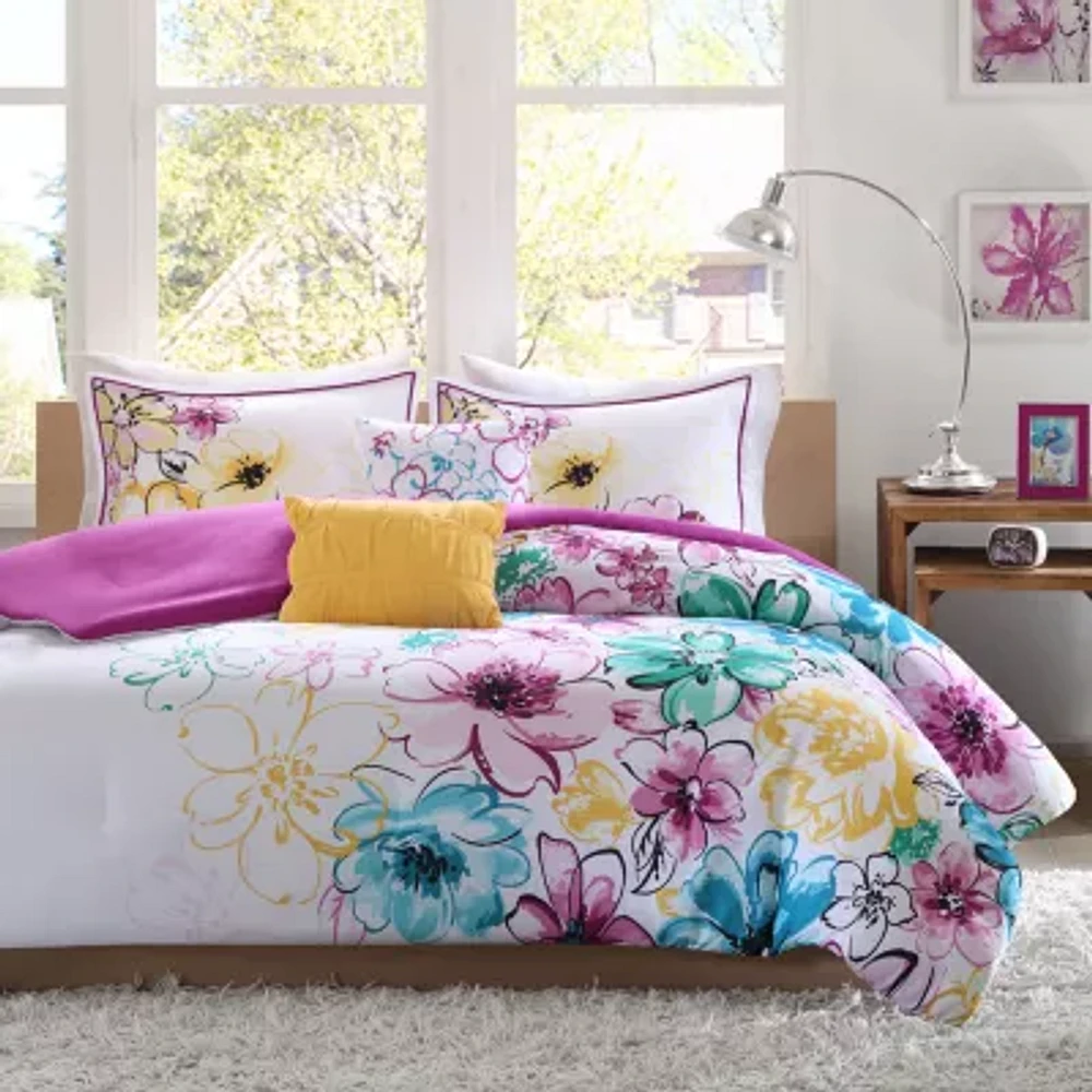 Intelligent Design Ashley Antimicrobial Floral Comforter Set with decorative pillows