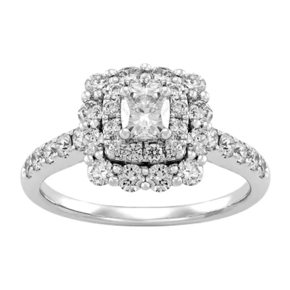 Womens 1 1/2 CT. T.W. Genuine White Diamond 14K White Gold Engagement Ring