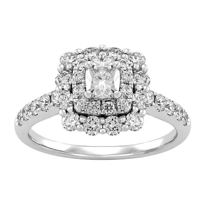 Womens 1 1/2 CT. T.W. Genuine White Diamond 14K White Gold Engagement Ring