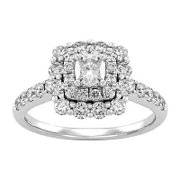 Womens 1 1/2 CT. T.W. Genuine White Diamond 14K White Gold Engagement Ring