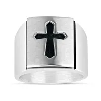 Mens Stainless Steel Cross Fashion Ring