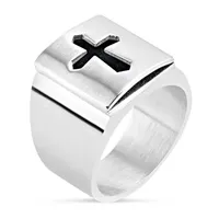 Mens Stainless Steel Cross Fashion Ring