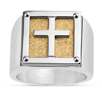 Mens Stainless Steel Cross Fashion Ring