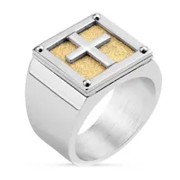 Mens Stainless Steel Cross Fashion Ring