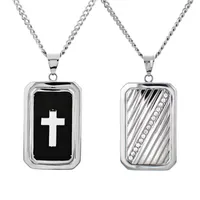 Mens 1/ CT. T.W. White Cubic Zirconia Dog Tag Pendant Necklace