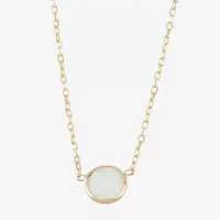 Womens Lab Created White Opal 10K Gold Pendant Necklace