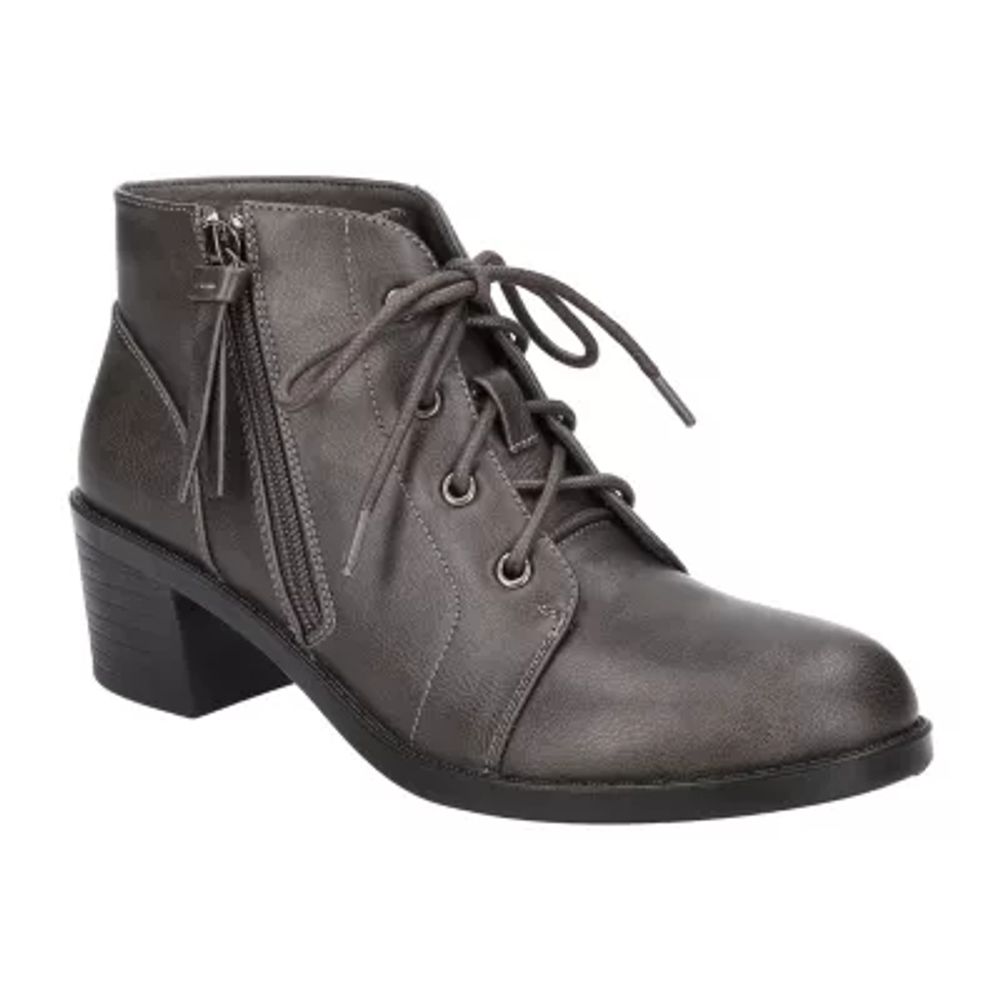 Easy Street Womens Becker Stacked Heel Booties