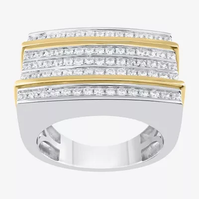 Mens 1/ CT. T.W. Natural White Diamond Sterling Silver Fashion Ring