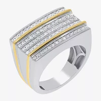 Mens 1/ CT. T.W. Natural Diamond Sterling Silver Fashion Ring