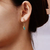Green Agate 14K Gold Over Silver Round Drop Earrings