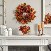 Pumpkin, Gourd, Berry and Maple Leaf Artificial Arrangement