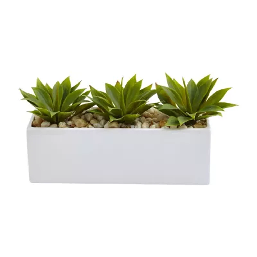 Nearly Natural Agave Succulent In Rectangular Planter Artificial Plant