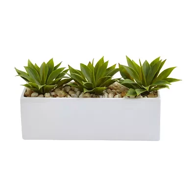 Nearly Natural Agave Succulent In Rectangular Planter Artificial Plant