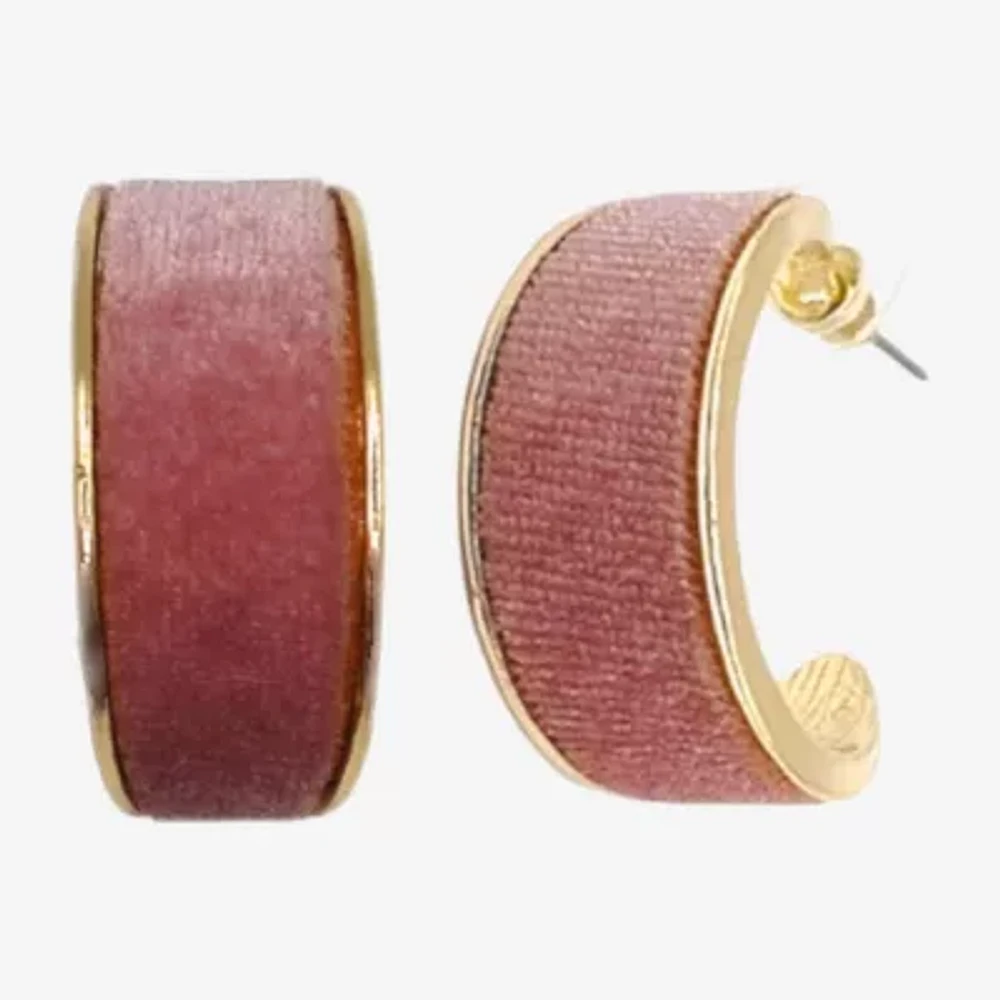 Bijoux Bar Gold Tone Velvet Hoop Earrings