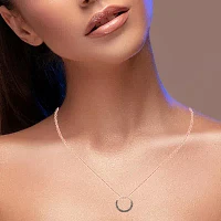 Womens 3/4 CT. T.W. Natural Champagne Diamond 18K Rose Gold Over Silver Circle Pendant Necklace