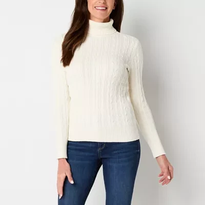 St. John's Bay Tall Womens Turtleneck Long Sleeve Pullover Sweater