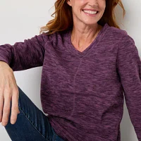 St. John's Bay Tall Polar Fleece Womens Mock Neck Long Sleeve Sweatshirt