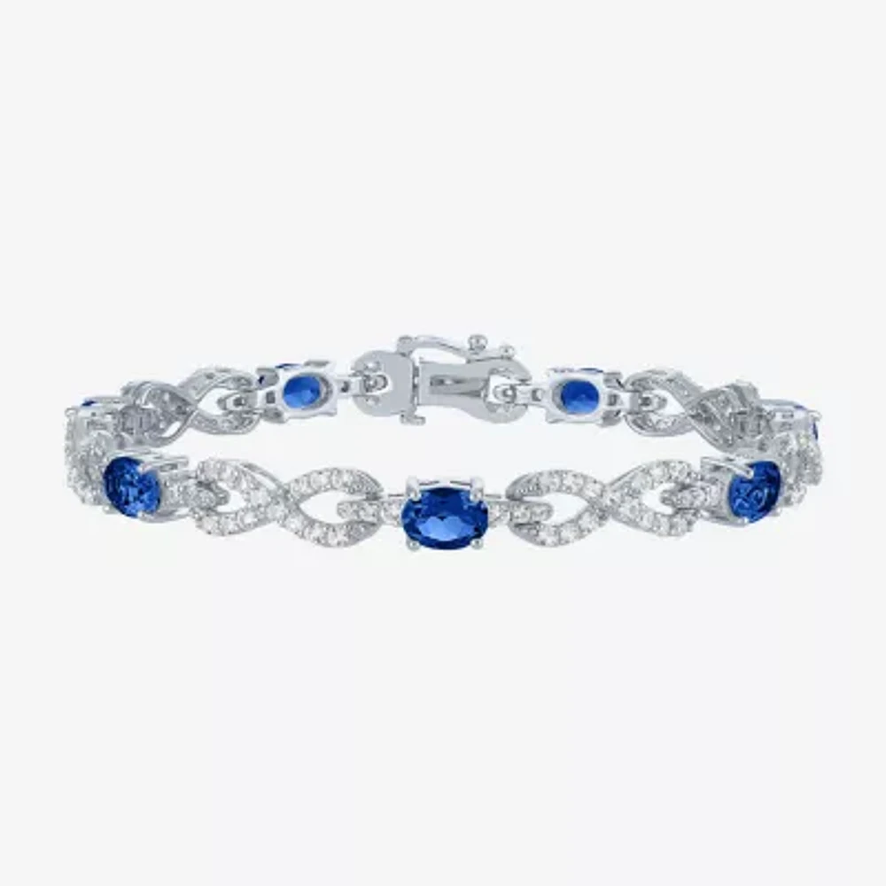 Gemstone Sterling Silver Infinity 7.5 Inch Tennis Bracelet