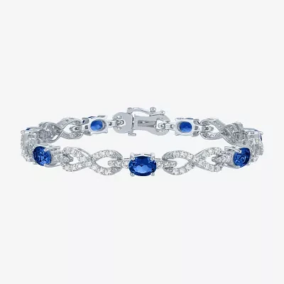 Gemstone Sterling Silver Infinity 7.5 Inch Tennis Bracelet