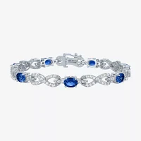 Gemstone Sterling Silver Infinity 7.5 Inch Tennis Bracelet