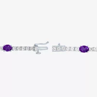 Gemstone Pure Silver Over Brass Tennis Bracelet