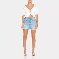 Forever 21 Womens V Neck Short Sleeve Crop Top Juniors