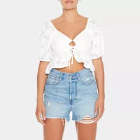 Forever 21 Womens V Neck Short Sleeve Crop Top Juniors