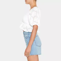 Forever 21 Womens V Neck Short Sleeve Crop Top Juniors