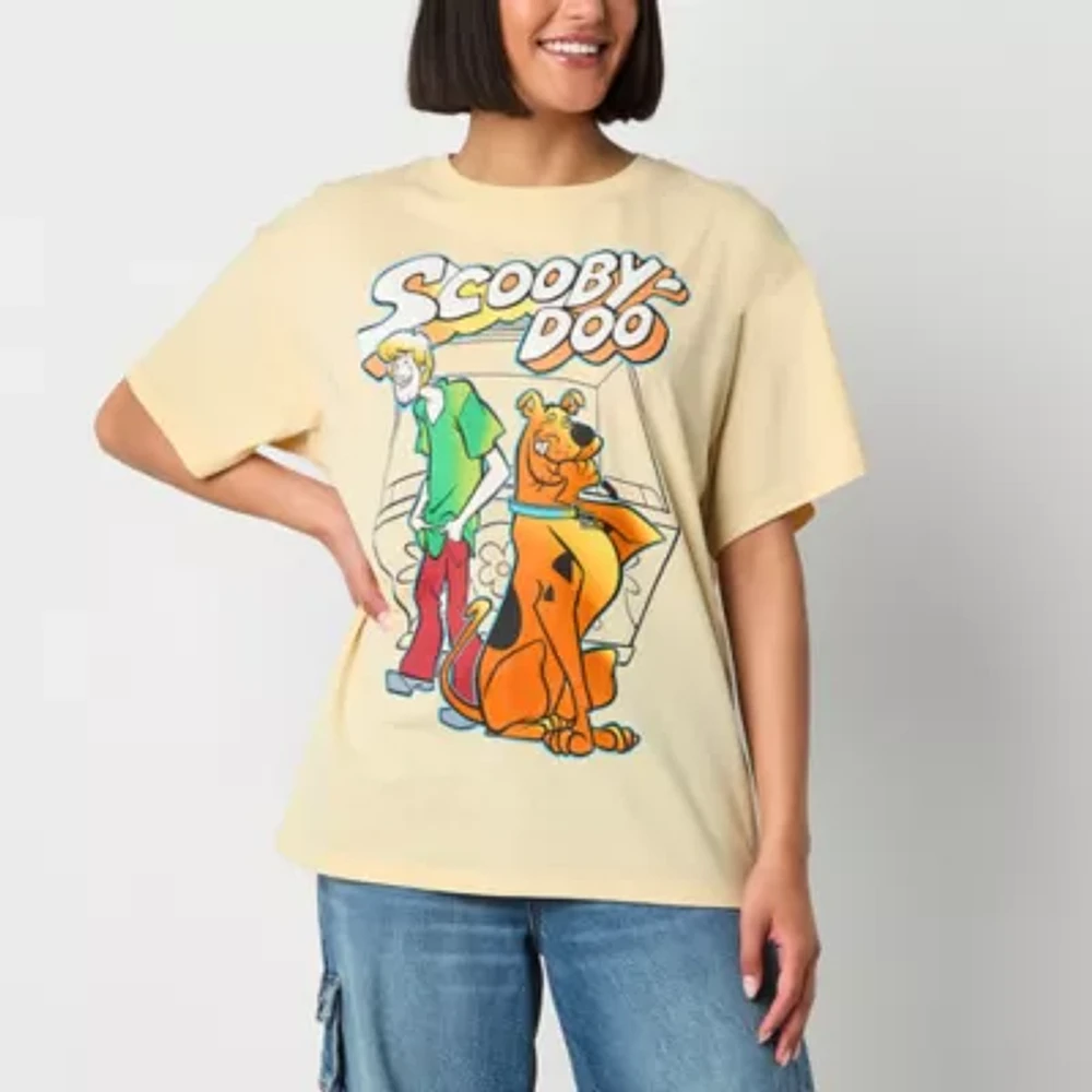 Juniors Womens Crew Neck Short Sleeve Scooby Doo Graphic T-Shirt