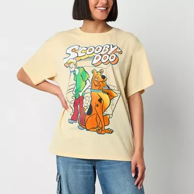 Juniors Womens Crew Neck Short Sleeve Scooby Doo Graphic T-Shirt