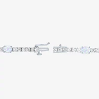 Gemstone Pure Silver Over Brass Tennis Bracelet