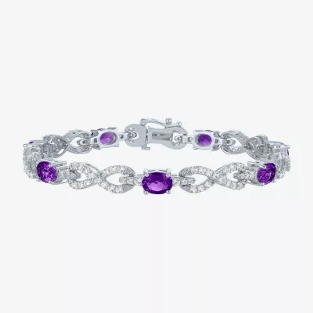 Gemstone Sterling Silver Infinity 7.5 Inch Tennis Bracelet