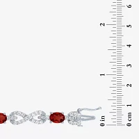 Genuine Red Garnet Sterling Silver 7.5 Inch Tennis Bracelet