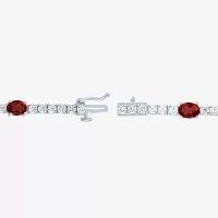 Gemstone Pure Silver Over Brass Tennis Bracelet