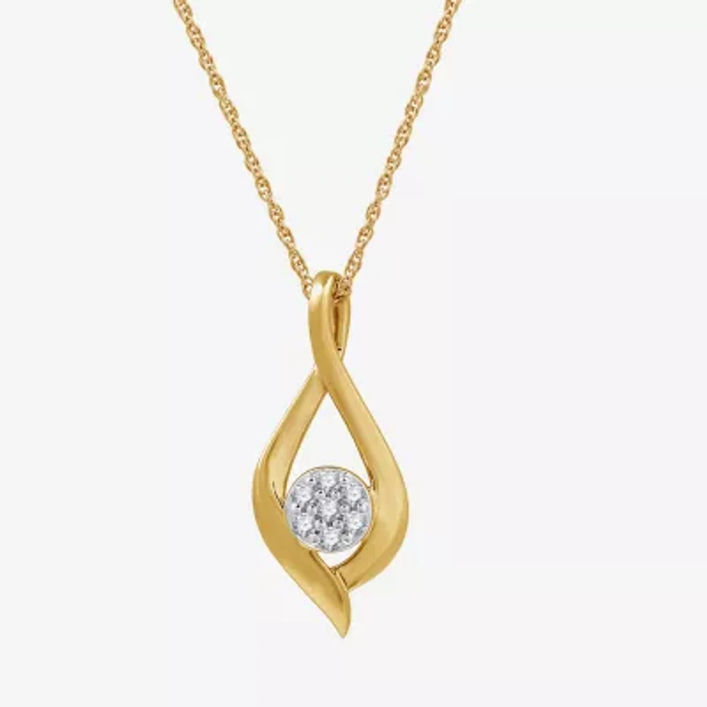 Diamond Blossom Womens 1/10 CT. T.W. Lab Grown White Diamond 14K Gold Over Silver Sterling Silver Pendant Necklace