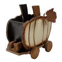 Northlight 10.5in Wooden Pumpkin Cart Christmas Tabletop Decor