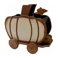 Northlight 10.5in Wooden Pumpkin Cart Christmas Tabletop Decor