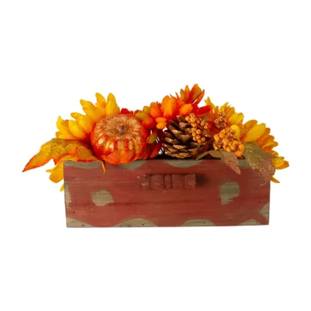 Northlight Leaf And Berry In Wooden Box Christmas Tabletop Decor