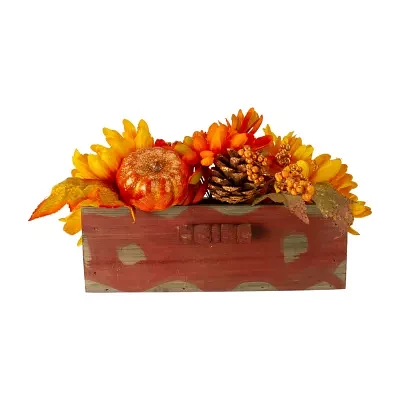 Northlight Leaf And Berry In Wooden Box Christmas Tabletop Decor