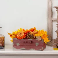 Northlight Leaf And Berry In Wooden Box Christmas Tabletop Decor