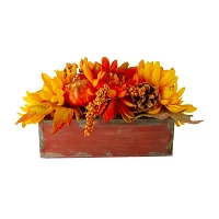 Northlight Leaf And Berry In Wooden Box Christmas Tabletop Decor