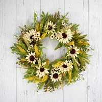 Northlight 24in Beige Sunflowers Indoor Wreath