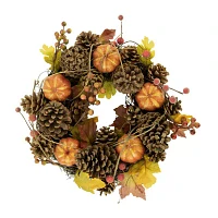 Northlight 13.5in Pinecone And Pumpkin Unlit Wreath