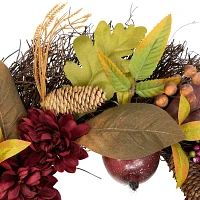 Northlight Mums And Pomegranates Twig Wreath