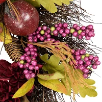 Northlight Mums And Pomegranates Twig Wreath