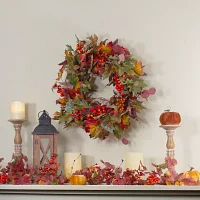 Northlight 2oin Leaves And Berries Unlit Wreath