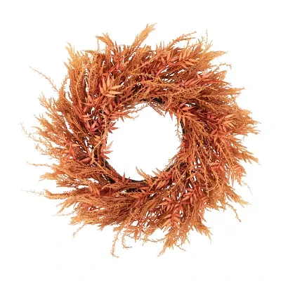 Northlight 24in Peachy Pampas Grass Unlit Wreath