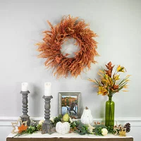 Northlight 24in Peachy Pampas Grass Unlit Wreath