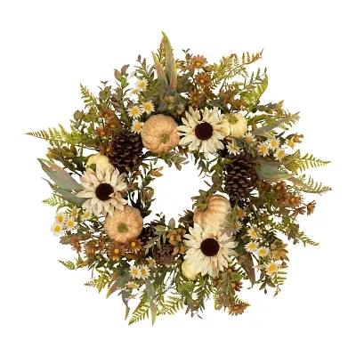 Northlight 28in Sunflower And Pumpkin Unlit Wreath